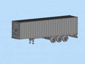 Printable Semi Trailer frame shipping container chassis 3D print container trailer scale Modelo de impresión 3D
