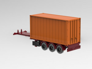 Printable Semi Trailer frame shipping container chassis 3D print container trailer scale Modelo de impresión 3D