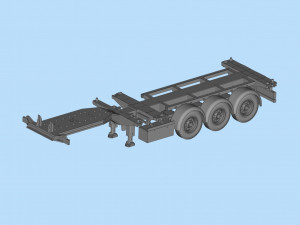 Printable Semi Trailer frame shipping container chassis 3D print container trailer scale Modelo de impresión 3D