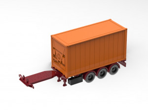 Printable Semi Trailer frame shipping container chassis 3D print container trailer scale Modelo de impresión 3D