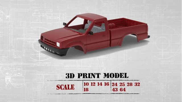 Printable Car B-SERIES REGULAR CAB 3D print 3D Print Model .c4d .max .obj .3ds .fbx .stl .blend 