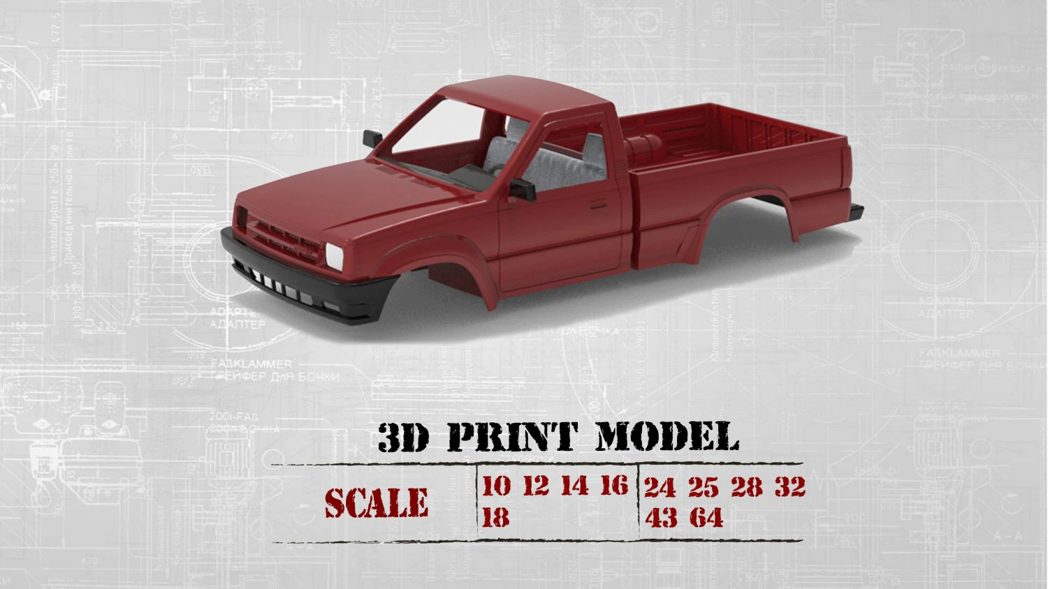 Printable Car B-SERIES REGULAR CAB 3D print 3D Print Model .c4d .max .obj .3ds .fbx .stl .blend 