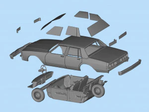 STL printable RC car Chevy Caprice Classic scale 3D print model 3D Print Model