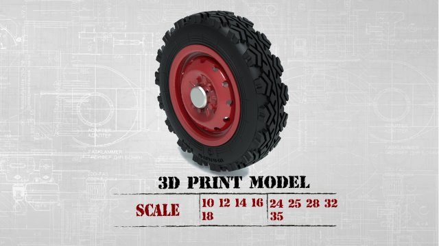 STL printable Tire and Rims for Lada Niva Modelo de impresión 3D .c4d .max .obj .3ds .fbx .stl .blend 