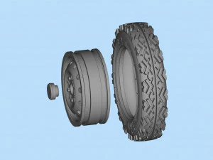 STL printable Tire and Rims for Lada Niva 3D Print Model