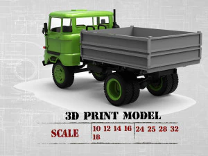 STL-Dateien f&uuml;r den 3D-Druck Deutscher LKW W50 Kurzkabine 3D Druckmodell