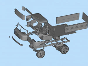 STL-Dateien f&uuml;r den 3D-Druck Deutscher LKW W50 Kurzkabine 3D Druckmodell