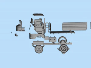 STL-Dateien f&uuml;r den 3D-Druck Deutscher LKW W50 Kurzkabine 3D Druckmodell