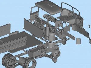 STL-Dateien f&uuml;r den 3D-Druck Deutscher LKW W50 Kurzkabine 3D Druckmodell