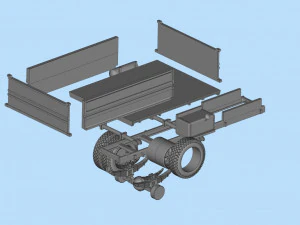 STL-Dateien f&uuml;r den 3D-Druck Deutscher LKW W50 Kurzkabine 3D Druckmodell