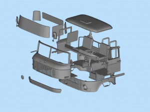 STL-Dateien f&uuml;r den 3D-Druck Deutscher LKW W50 Kurzkabine 3D Druckmodell