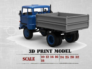 STL-Dateien f&uuml;r den 3D-Druck Deutscher LKW W50 Kurzkabine 3D Druckmodell