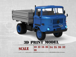 STL-Dateien f&uuml;r den 3D-Druck Deutscher LKW W50 Kurzkabine 3D Druckmodell
