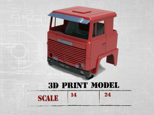 STL printable cabin old sweden truck for custom scale RC truck 3D Print Model