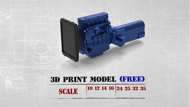 Free 3D printable model ENGINE for old Truck Modello di stampa 3D .c4d .max .obj .3ds .fbx .stl .blend 