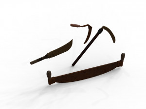 STL printable Sickle Scythe Old Farm Tool saw and machete 3D Print Model