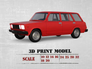 Printables STL Lada Riva Nova Signet klassieke auto's 3D printmodel