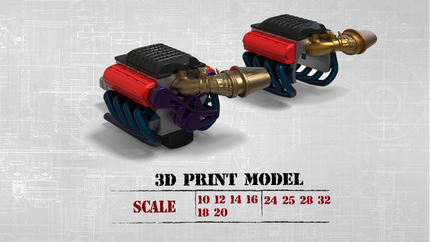 3D printable model ENGINE rccar or truck 3D Print Model .c4d .max .obj .3ds .fbx .stl .blend 