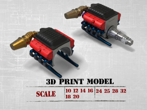 3D printable model ENGINE rccar or truck 3D Принт Модель