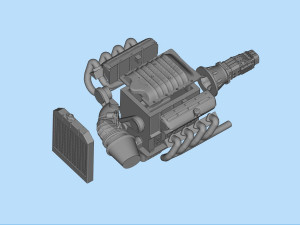 3D printable model ENGINE rccar or truck 3D Принт Модель