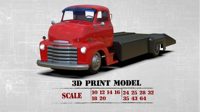 Printable STL Custom Hauler Built Ramp Tow Truck COE Model Cetak 3D .c4d .max .obj .3ds .fbx .stl .blend 