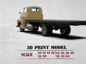 STL files Hauler Cab Over Engine longbed flatbed old Truck COE 3D Print Model