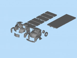 STL files Hauler Cab Over Engine longbed flatbed old Truck COE 3Dプリントモデル