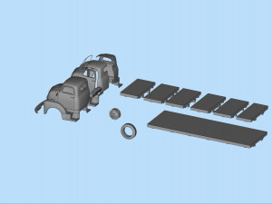STL files Hauler Cab Over Engine longbed flatbed old Truck COE 3Dプリントモデル