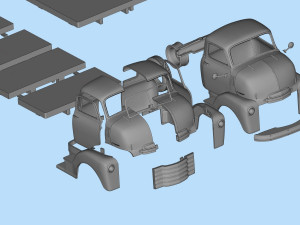 STL files Hauler Cab Over Engine longbed flatbed old Truck COE 3Dプリントモデル