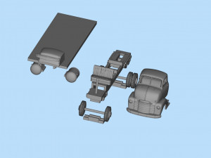 STL files Hauler Cab Over Engine longbed flatbed old Truck COE 3Dプリントモデル