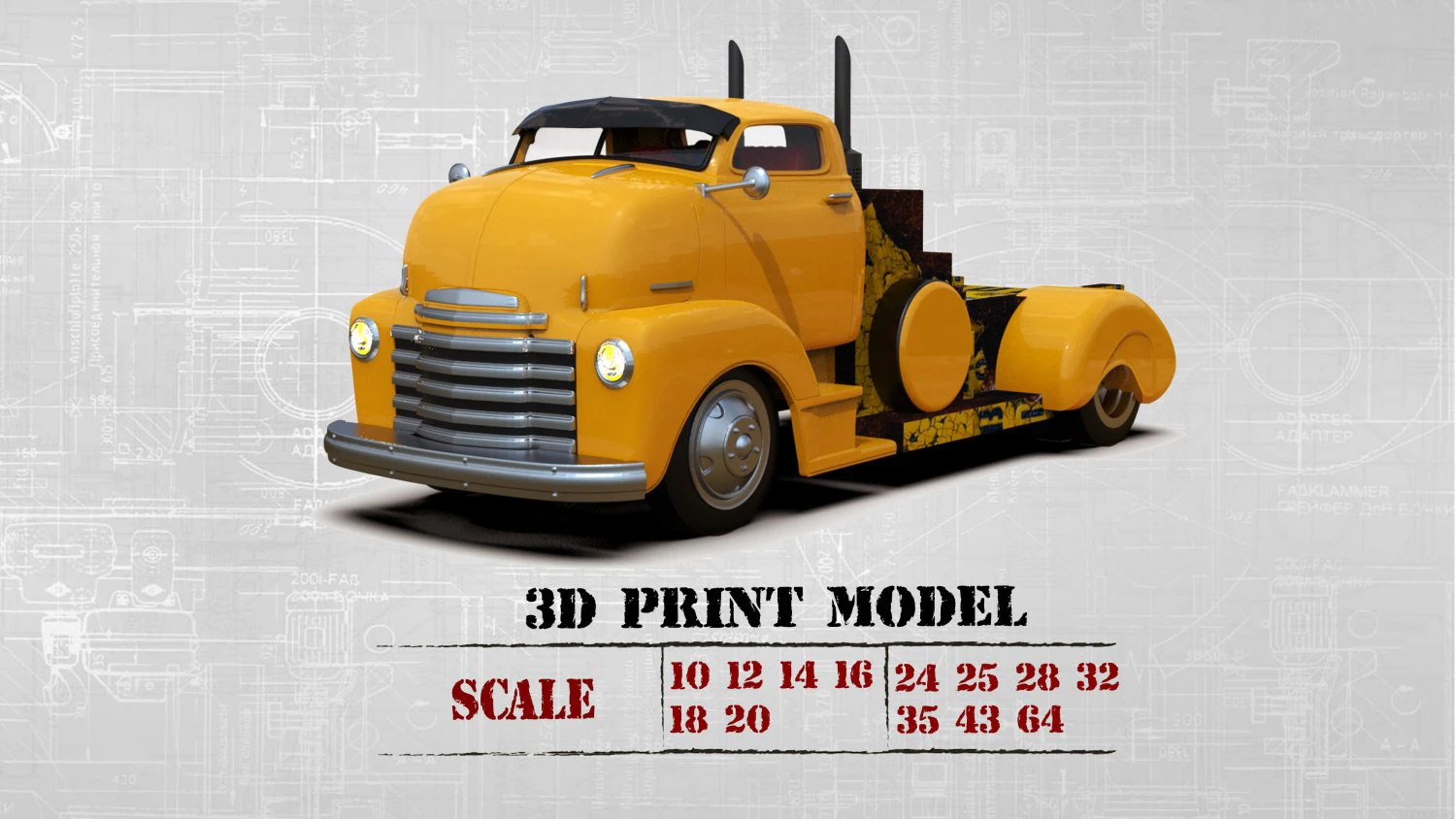 Best STL for 3D printer Cool Car Hauler COE ratrod lowered truck 3D Print Model .c4d .max .obj .3ds .fbx .stl .blend 