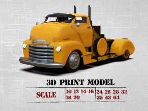Best STL for 3D printer Cool Car Hauler COE ratrod lowered truck 3D Print Model
