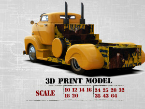 Best STL for 3D printer Cool Car Hauler COE ratrod lowered truck Modelo de impresión 3D