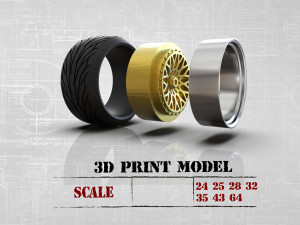 ArtRims and tires for diecast and scale models print ready 3D 프린트 모델