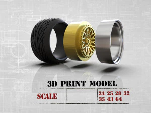 ArtRims and tires for diecast and scale models print ready 3D Print Model
