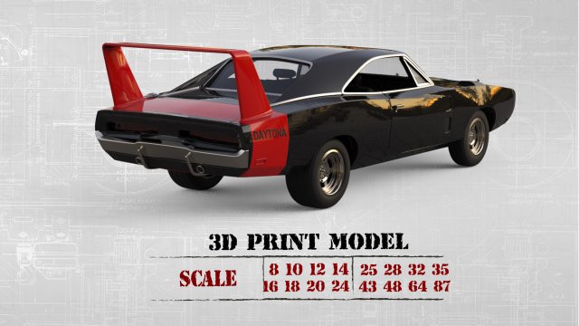 Charger Dayton ready to Print STL file 3D print muscle Car 3D Baskı Modeli .c4d .max .obj .3ds .fbx .stl .blend 