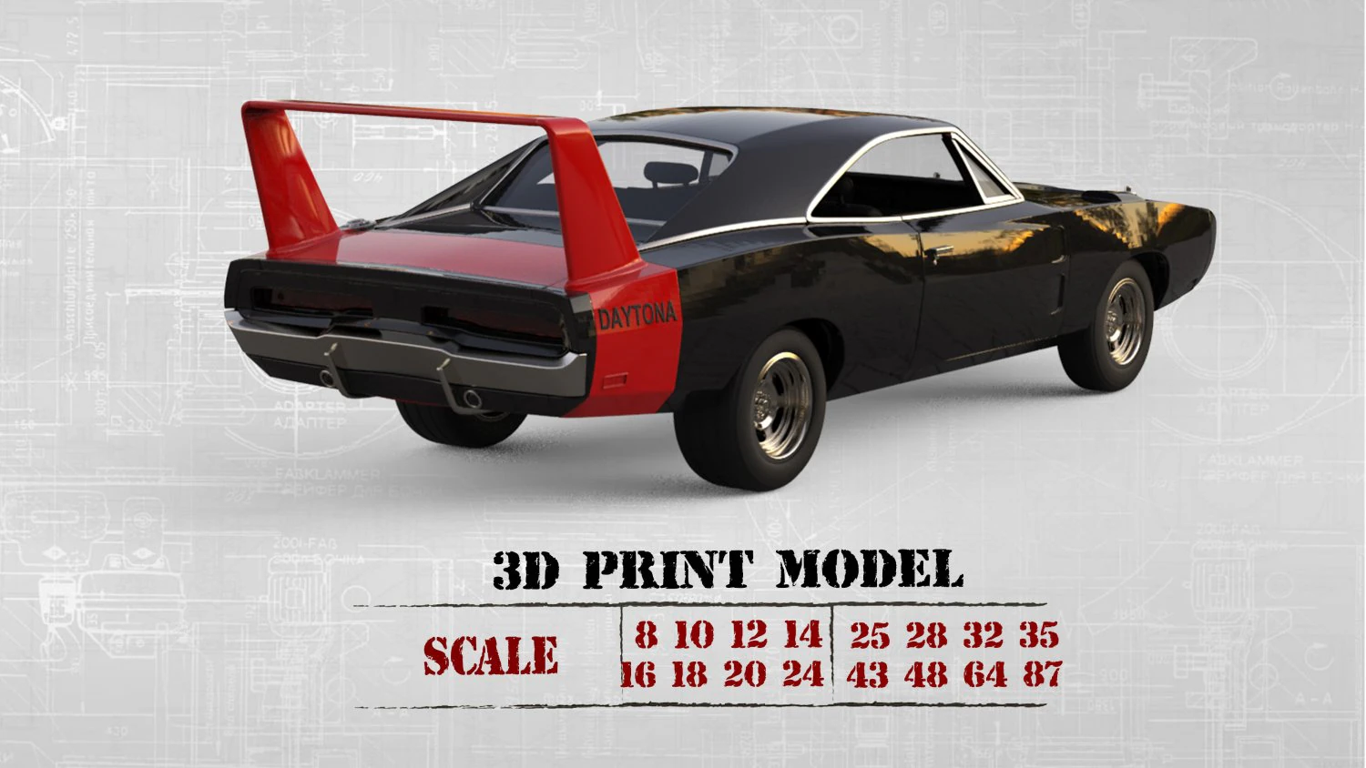 Charger Dayton ready to Print STL file 3D print muscle Car 3D Print Model .c4d .max .obj .3ds .fbx .stl .blend 