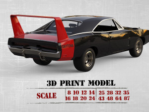 Charger Dayton ready to Print STL file 3D print muscle Car 3D 打印模型