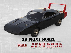 Charger Dayton ready to Print STL file 3D print muscle Car 3D Baskı Modeli