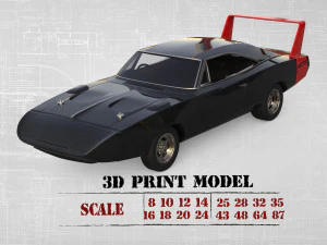 Charger Dayton ready to Print STL file 3D print muscle Car 3D Print Model