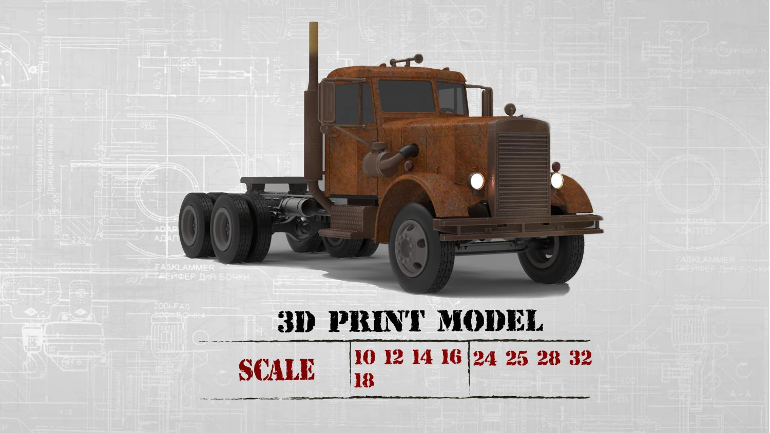 Industrial Truck 281 movie Duel STL File 3D printing Truck 3D Print Model .c4d .max .obj .3ds .fbx .stl .blend 