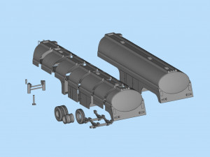 Fuel Tanker trailer for Truck Duel Ready to Print STL File Modelo de Impressão 3D