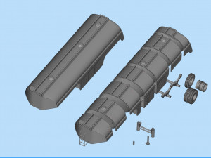Fuel Tanker trailer for Truck Duel Ready to Print STL File Modelo de Impressão 3D