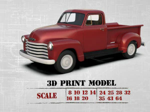 1951 ピックアップ 3100 3D プリント車古いピックアップ 3Dプリントモデル