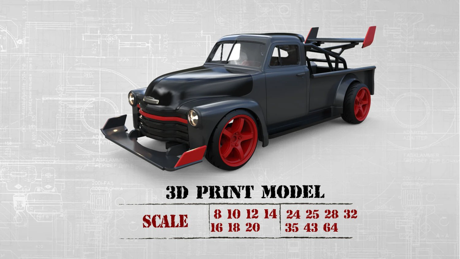 Automovilismo STL carreras Coche deriva Chev Pickup 3100 Modelo de impresión 3D .c4d .max .obj .3ds .fbx .stl .blend 