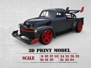 Motorsport STL balap Mobil drift Chev Pickup 3100 Model Cetak 3D