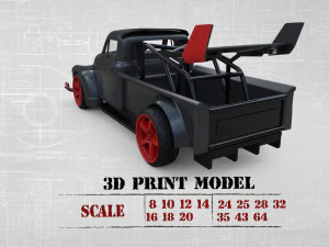 Automovilismo STL carreras Coche deriva Chev Pickup 3100 Modelo de impresión 3D