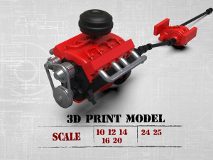 V8 Engine Free download KIT for old pickup truck 3D Print Model