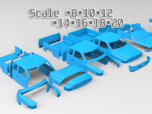 Dodge 1500 2nd gen Truck Extended Quad Cab Body Printable Modello di stampa 3D