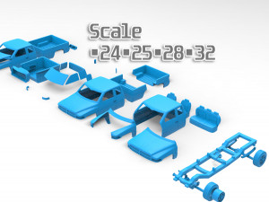 Dodge 1500 2nd gen Truck Extended Quad Cab Body Printable Modello di stampa 3D